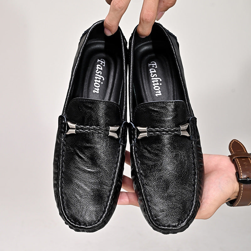 Mocassins grande taille cuir de vachette facile à porter style britannique décontracté pour homme