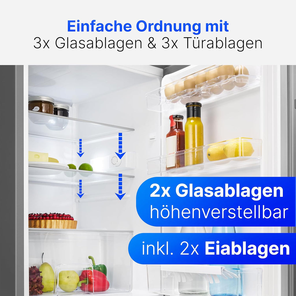 2026 Réfrigérateur 133L inox VS2195-1-inox, Capacité nette : 133 litres, Éclairage intérieur à DEL, Contrôle de la température en continu, 3 clayettes en verre
