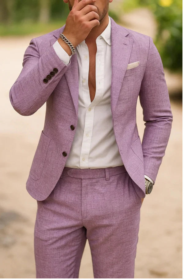 2026 Men's Casual Slim Fit Two Piece Blazer Trouser Business Suit