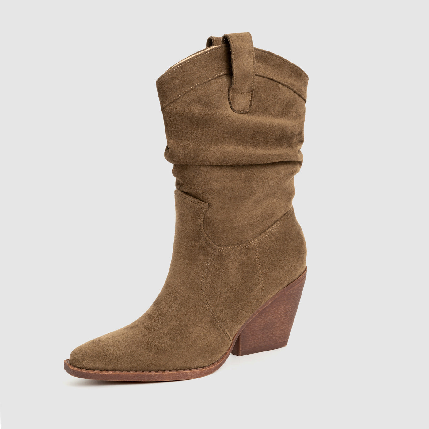 Bottes talon épais mi-mollet marron bout pointu pour femme