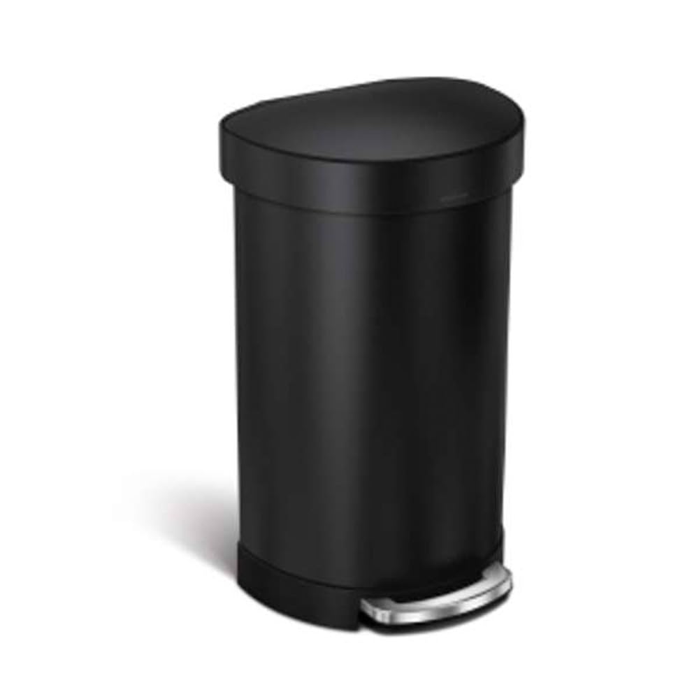 2026 2025 Simplehuman Poubelle de Cuisine Semi-Ronde à Ouverture au Pied 60 Litres avec Couvercle à Fermeture Douce, Acier Inoxydable Brossé