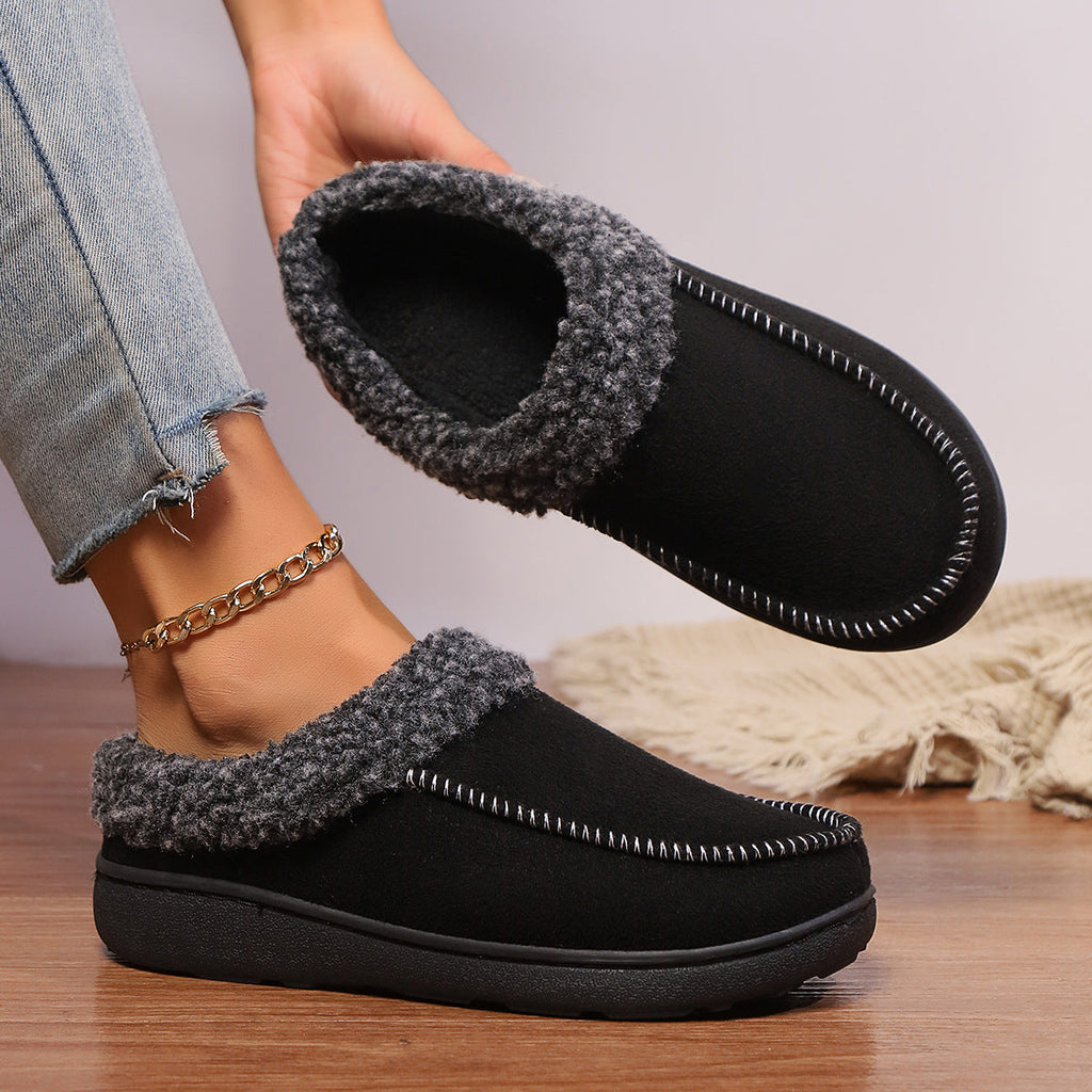 Chaussons douillet hiver doublé fourrure intérieur en coton chaud pour femme