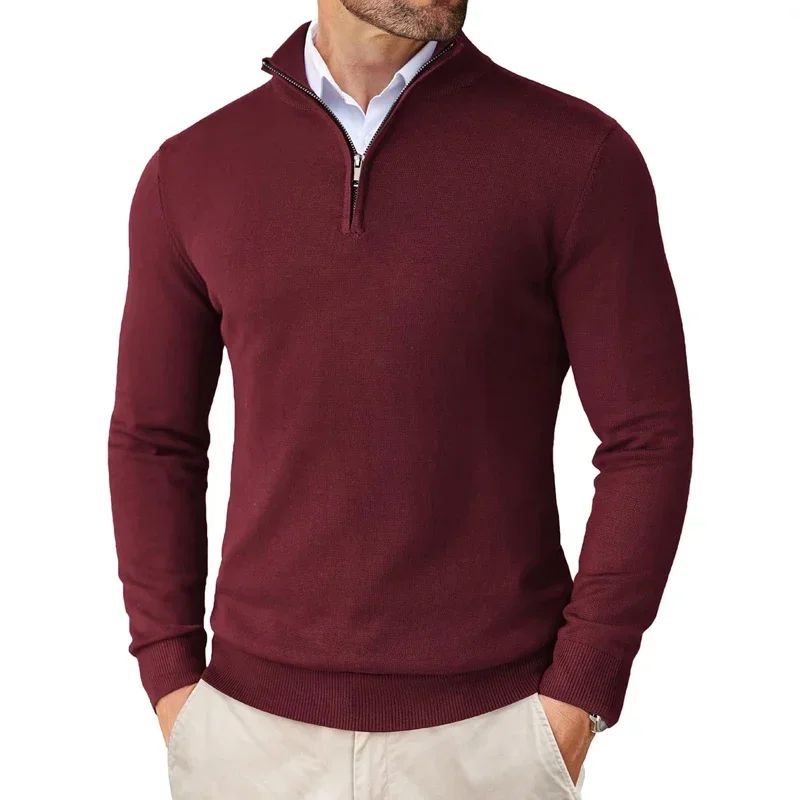 Polo zippé ultra-fin léger manches longues décontracté pour homme