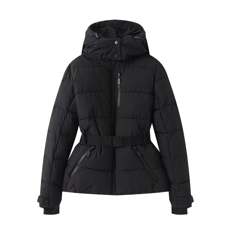 Doudoune ceinturé duvet chaud à carreaux hiver style urbain pour femme