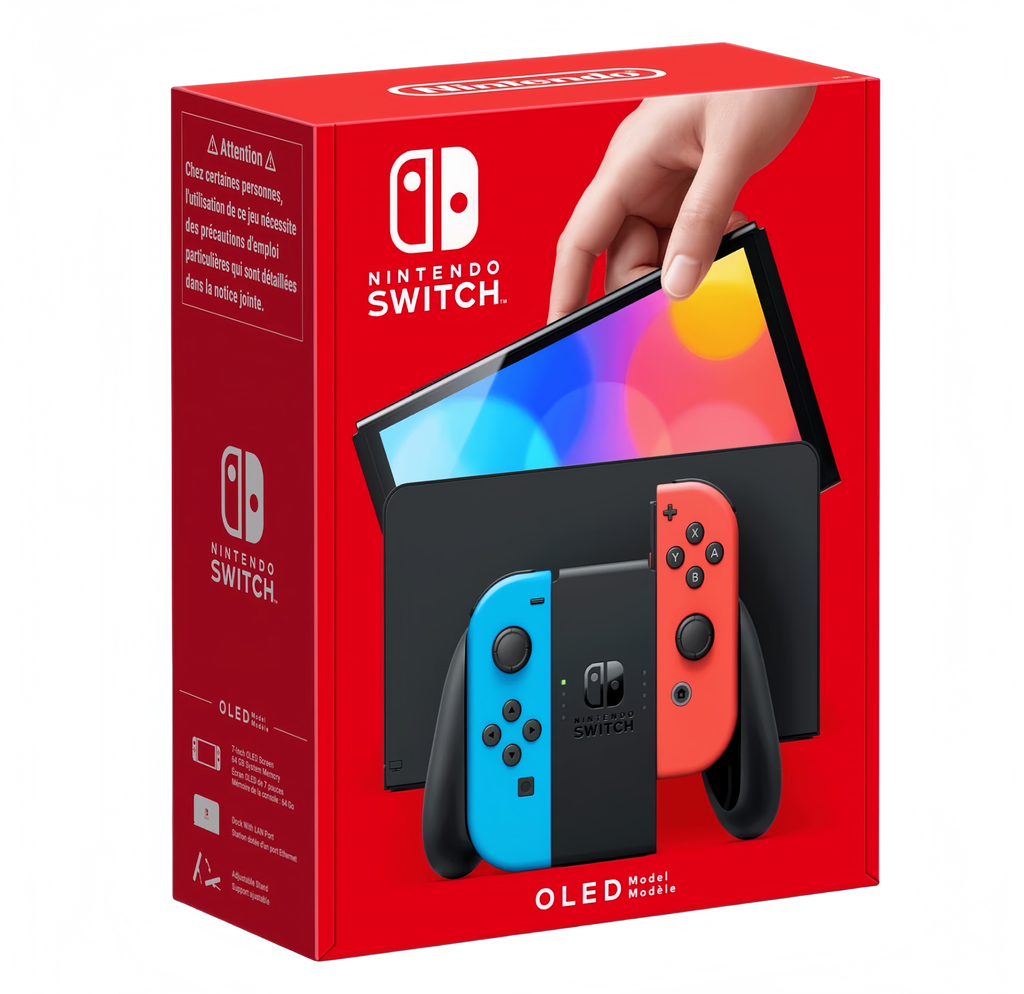 2026 2025 Nintendo Console Nintendo Switch (Modèle OLED) avec Manettes Joy-Con Bleu Néon/Rouge Néon