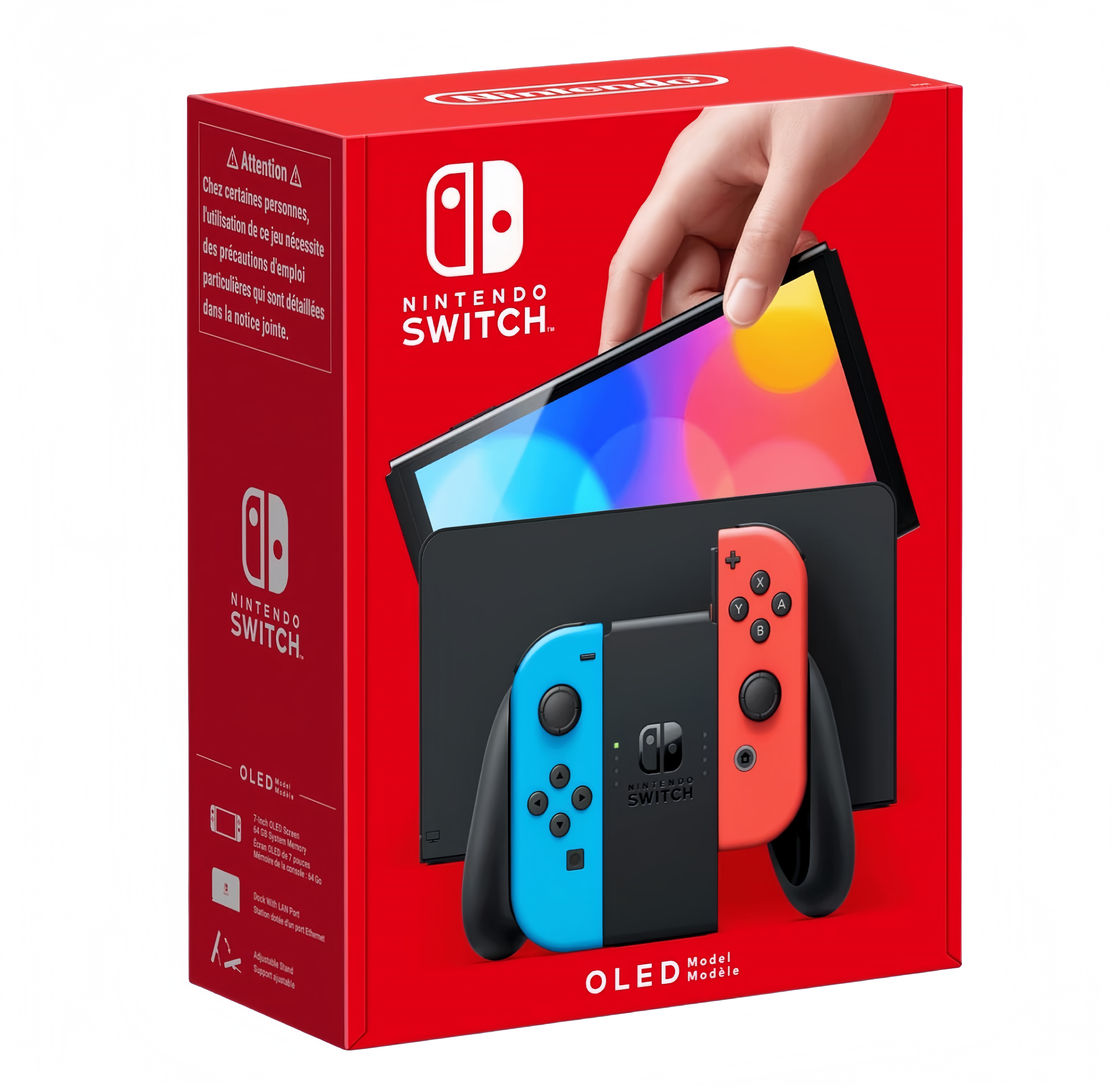 2026 2025 Nintendo Console Nintendo Switch (Modèle OLED) avec Manettes Joy-Con Bleu Néon/Rouge Néon