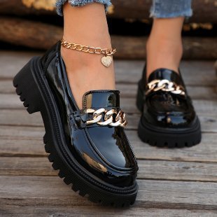 Chaussures sans lacets bout rond plateforme épais semelle en caoutchouc pour femme