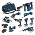 2026 Coffret d'outils électroportatifs BOSCH Professional 18 V, 10 pièces – Comprend 3 batteries Li-ion 5,0 Ah, un chargeur rapide et une sacoche de transport robuste.