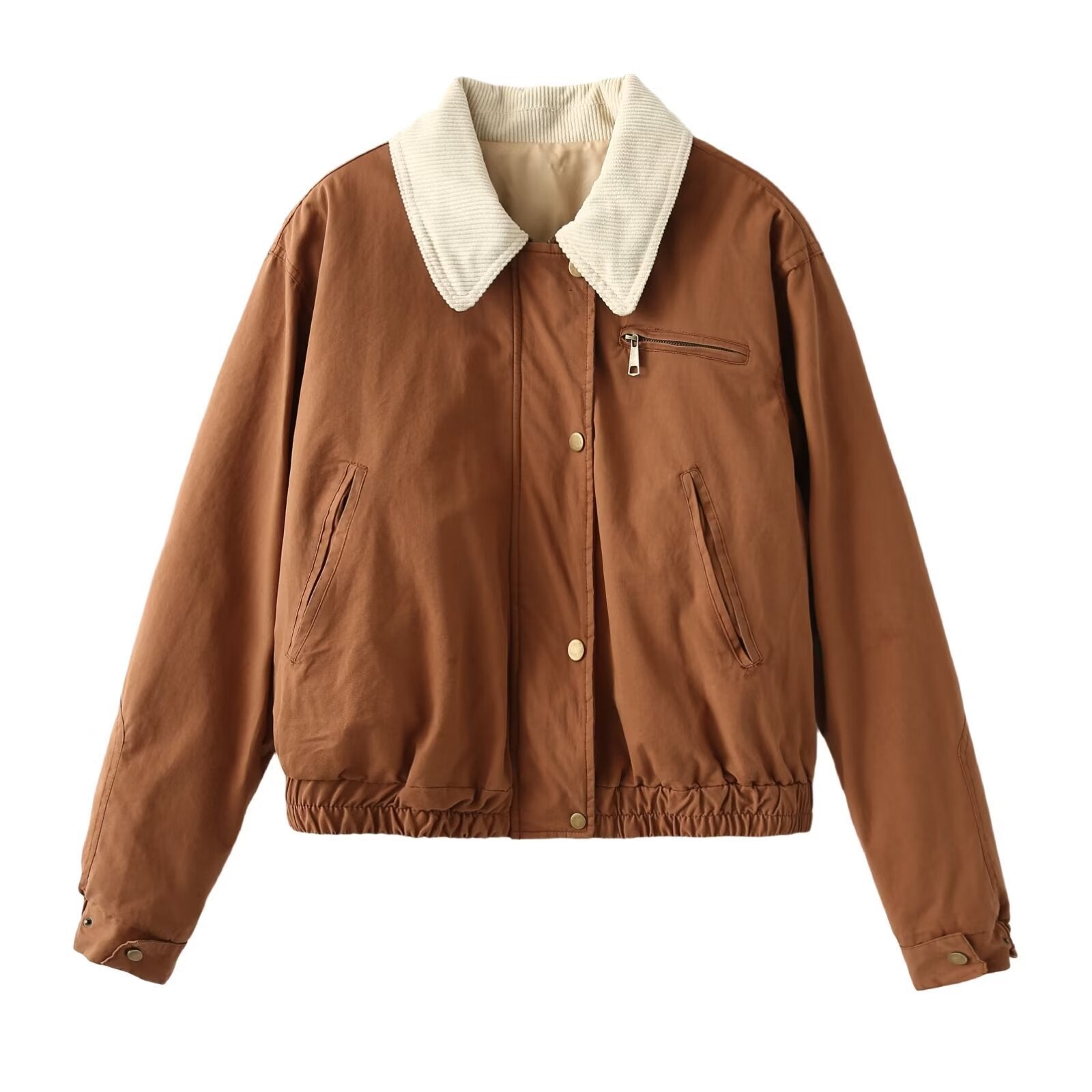 Doudoune couleur contrastée bomber doudoune matelassé en polyester pour femme