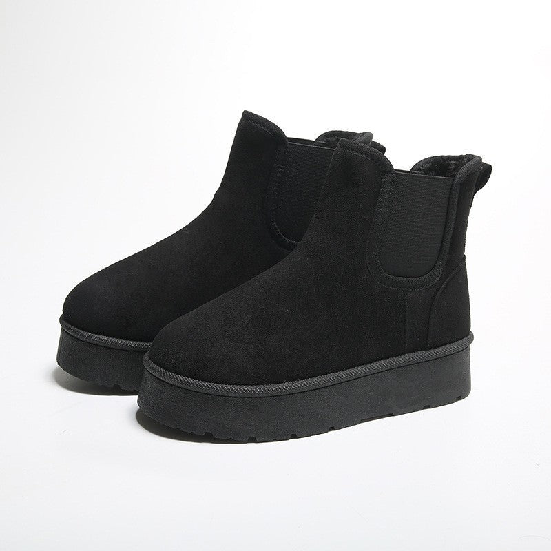 Bottines épais plateforme cheville doublure peluche hiver pour femme