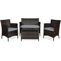 2026 Salon de Jardin 4 PCS Mobilier de Terrasse en Rotin PE pour Véranda Patio Terrasse Piscine Marron et Gris