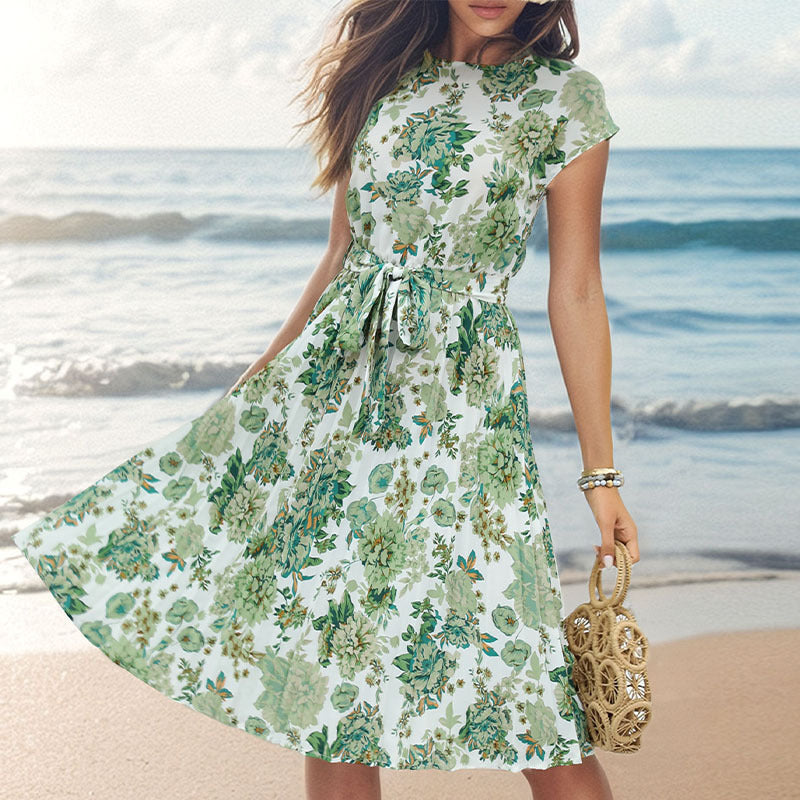 Robe élégant à lacets plissé midi moderne pour femme