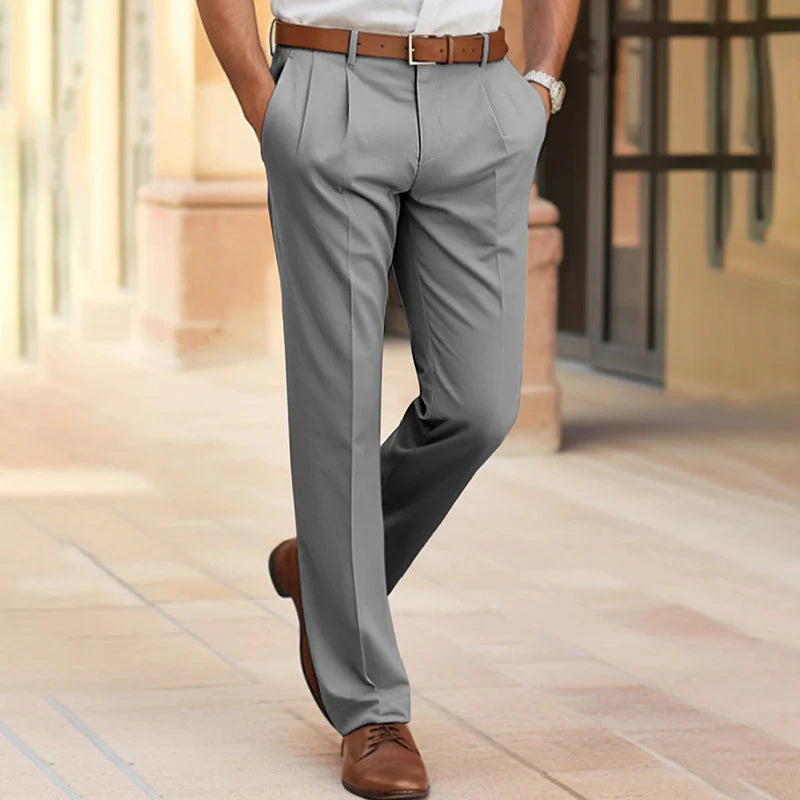 2026 Men's Casual British Style Straight Mid Waist Office Trousers Business