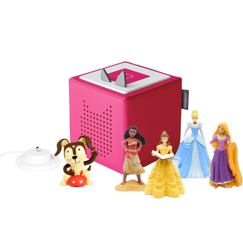 2026 2025 Toniebox Starter Set Audio avec Cendrillon, Belle, Vaiana, Raiponce et Playtime Puppy - Écoutez, Apprenez et Jouez avec une Petite Boîte Câline - Rose