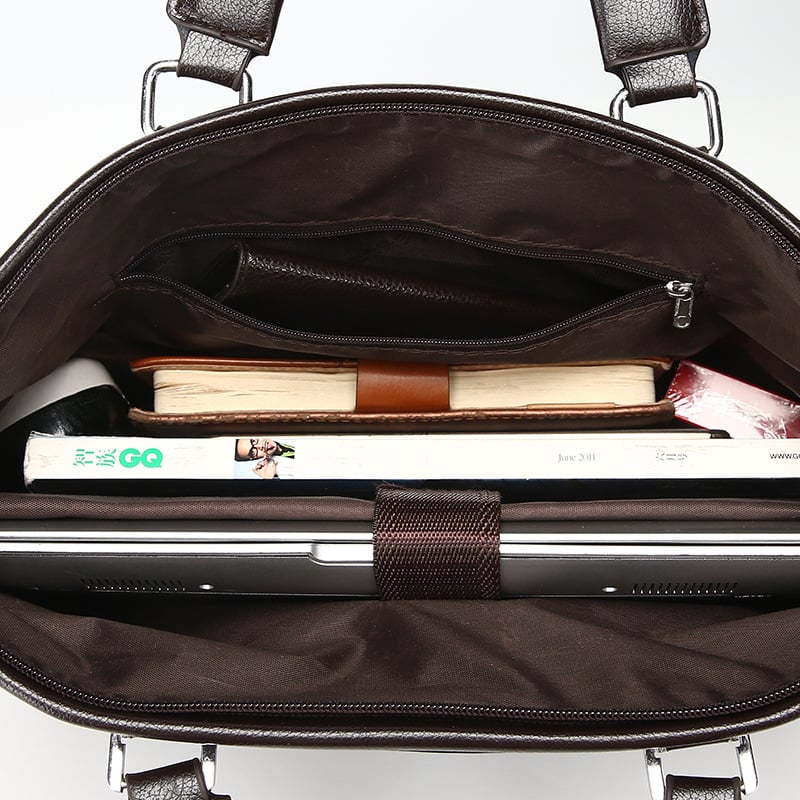 2026 Men's Casual Leather Briefcase Soft PU Business Handbag Office Style