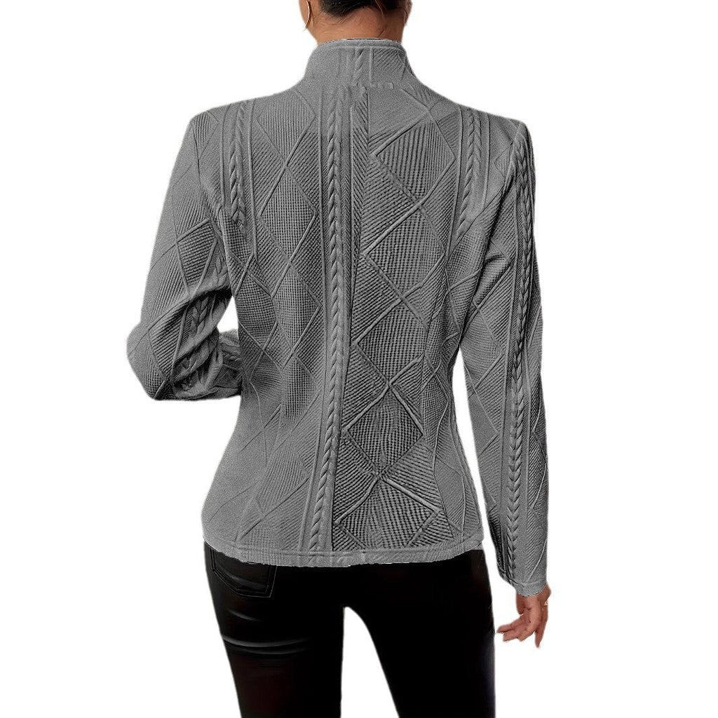 Blazer col montant boutonnage simple coupe ajustée bureau pour femme