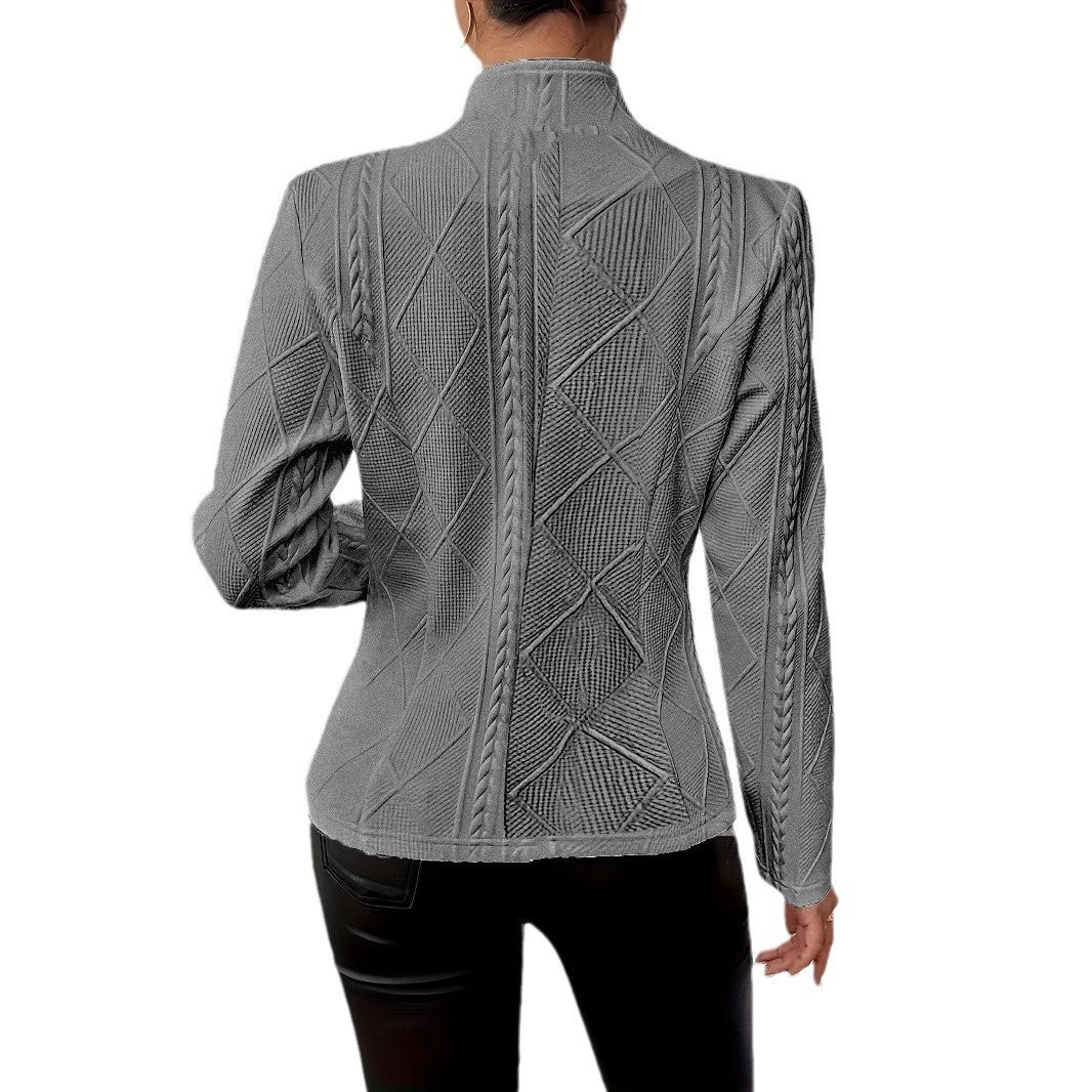 Blazer col montant boutonnage simple coupe ajustée bureau pour femme