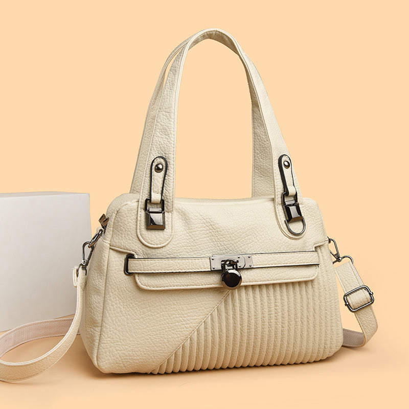 Sac bandoulière tendance grande capacité coutures carré PU pour femme