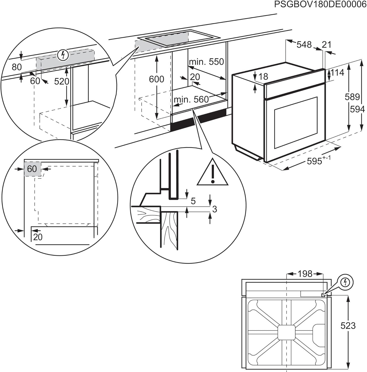 2026 AEG BEE435111M Four électrique multifonction, intégrable, nettoyage AquaClean, 9 fonctions, cuisson multi-niveaux, écran LCD tactile, ventilateur XXL, capacité 72 L, inox, classe A+