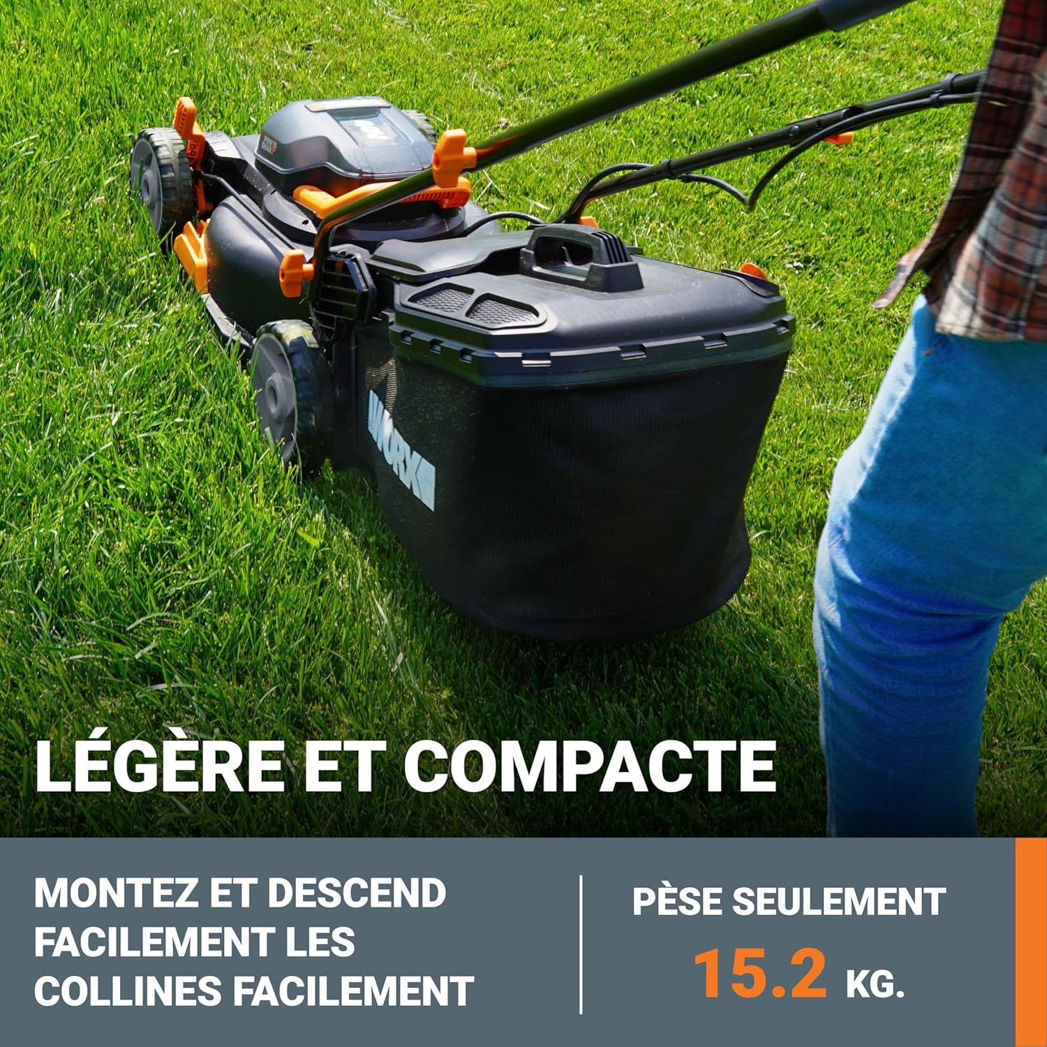2026 WORX Tondeuse à Gazon sans Fil 40 V (2 x 20 V) Max 40cm WG734E Idéale pour Un Jardin jusqu'à 500m², Powershare, 4 Ah, Technologie IntelliCut Hauteur de Coupe 20-80mm