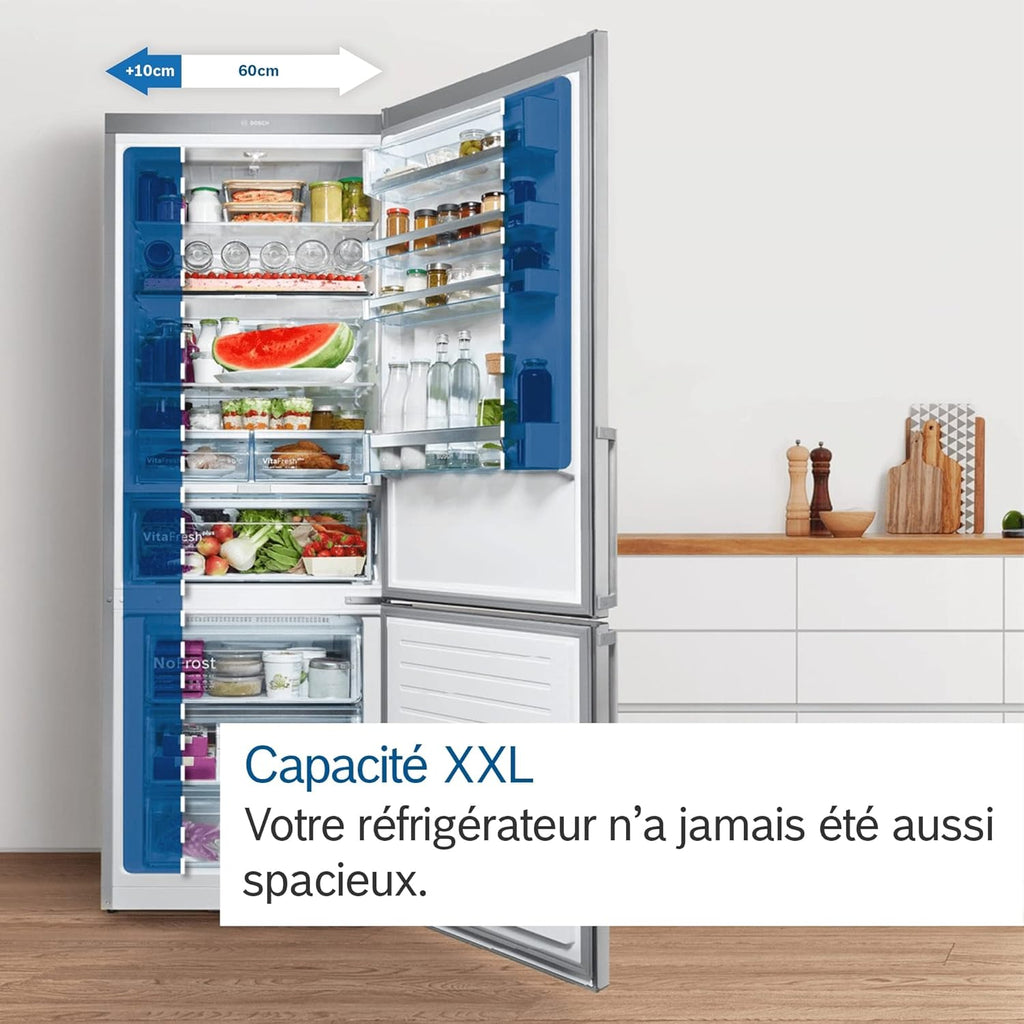 2026 Bosch KGN49XLEA Série 4 - Réfrigérateur Combiné pose-libre - 438 L - 203 x 70 (H x L) - Inox
