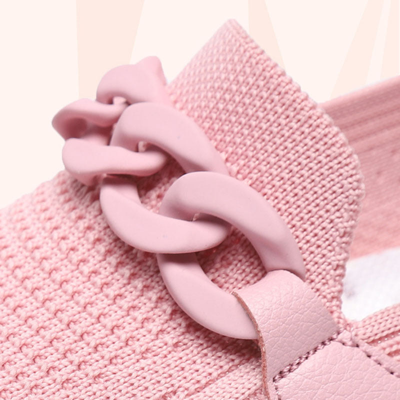 Ballerines confortable chaîne sans lacets bout rond décontracté pour femme