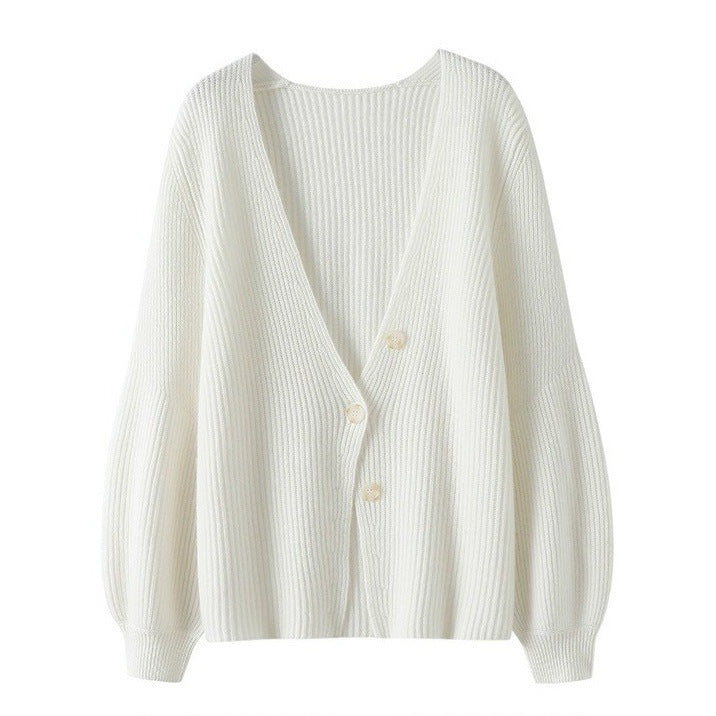 Gilet ample couleur unie tricoté boutonné pour femme