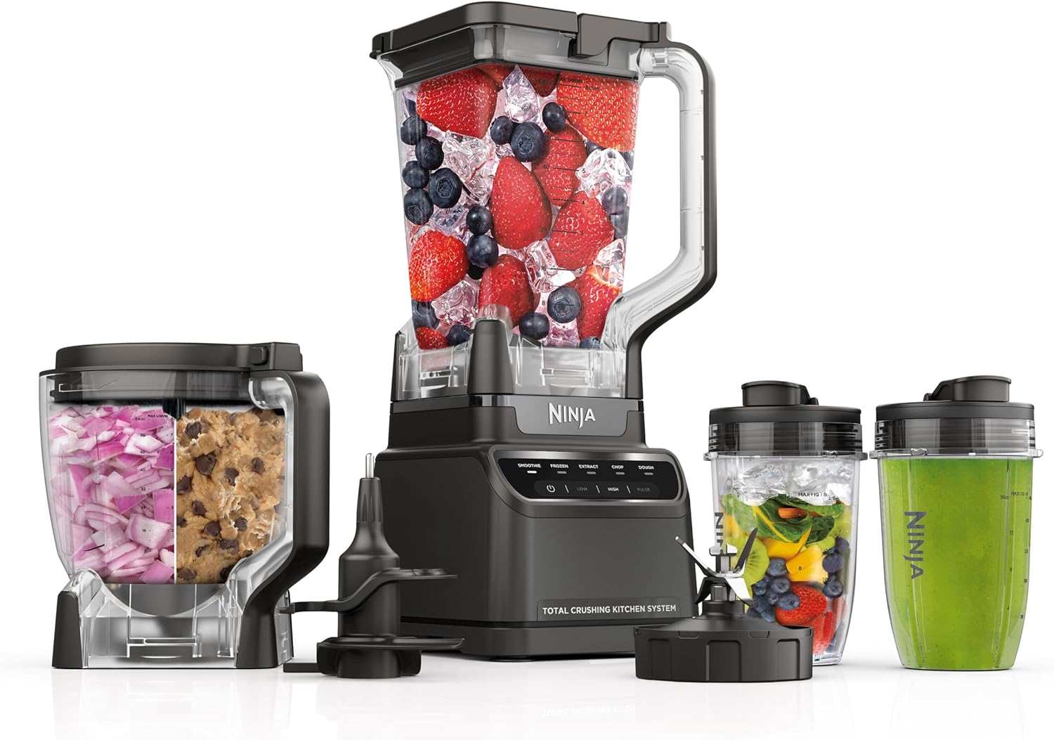 2026 2025 Ninja Mega Kitchen System, 1500W, Blender XL 72 oz et Robot Culinaire 8 Tasses avec (2) Gobelets To-Go 16 oz, Technologie Total Crushing - Smoothies, Glace Pilée, Purées, Pâte & Plus, Noir, BL770