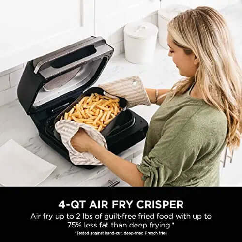 2026 2025 Ninja FG551 Foodi Smart XL Grill d’Intérieur 6-en-1 avec Friteuse à Air 4 Quart – Finition Acier Inoxydable