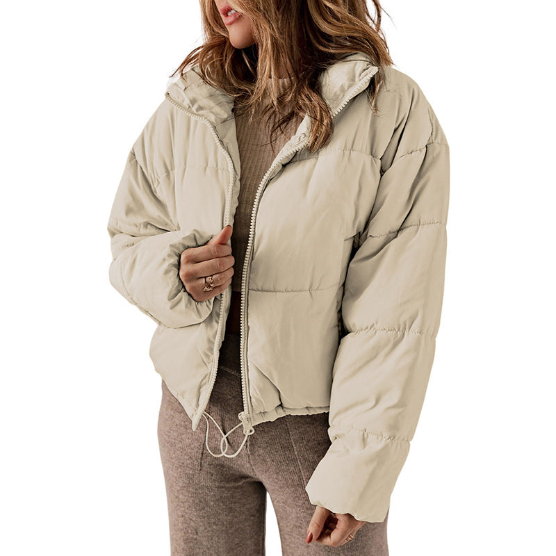 Manteau hiver épais en coton rembourré col montant pour femme