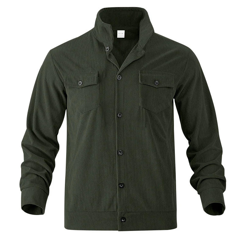2026 Men's Corduroy Stand Collar Jacket with Multi Pockets and Casual Style