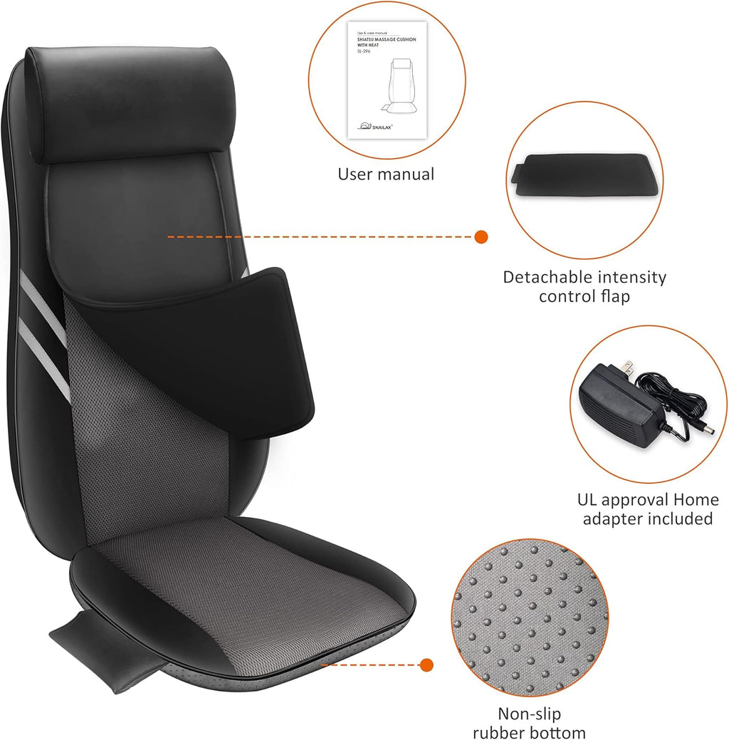 2026 2025 Coussin de Massage Shiatsu Snailax avec Chaleur – Coussin de Fauteuil Massant pour Dos, Massage Kneading pour Maison et Bureau