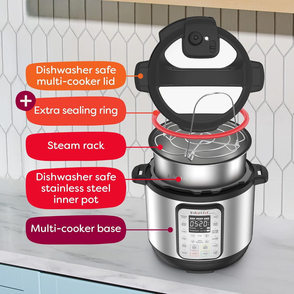 2026 2025 Instant Pot Duo Plus 9-en-1 Multicuiseur, Autocuiseur, Slow Cooker, Cuiseur de Riz, Vapeur, Sauté, Yaourtière, Maintien au Chaud et Stérilisateur, Application Incluse avec Plus de 800 Recettes, Acier Inoxydable, 6 Quarts