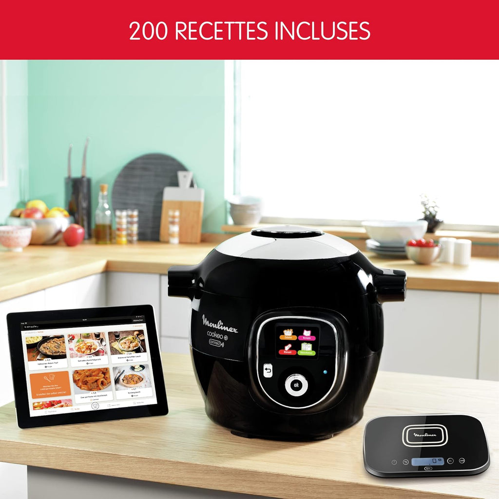 2026 Connect Multicuiseur Intelligent Haute Pression Balance et Moule Inclus 6L 200 Recettes 6 Modes de Cuisson Guide Pas à Pas Application Mon Cookeo CE859800, 6 liters, Noir