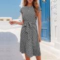 Robe élégant à lacets plissé midi moderne pour femme