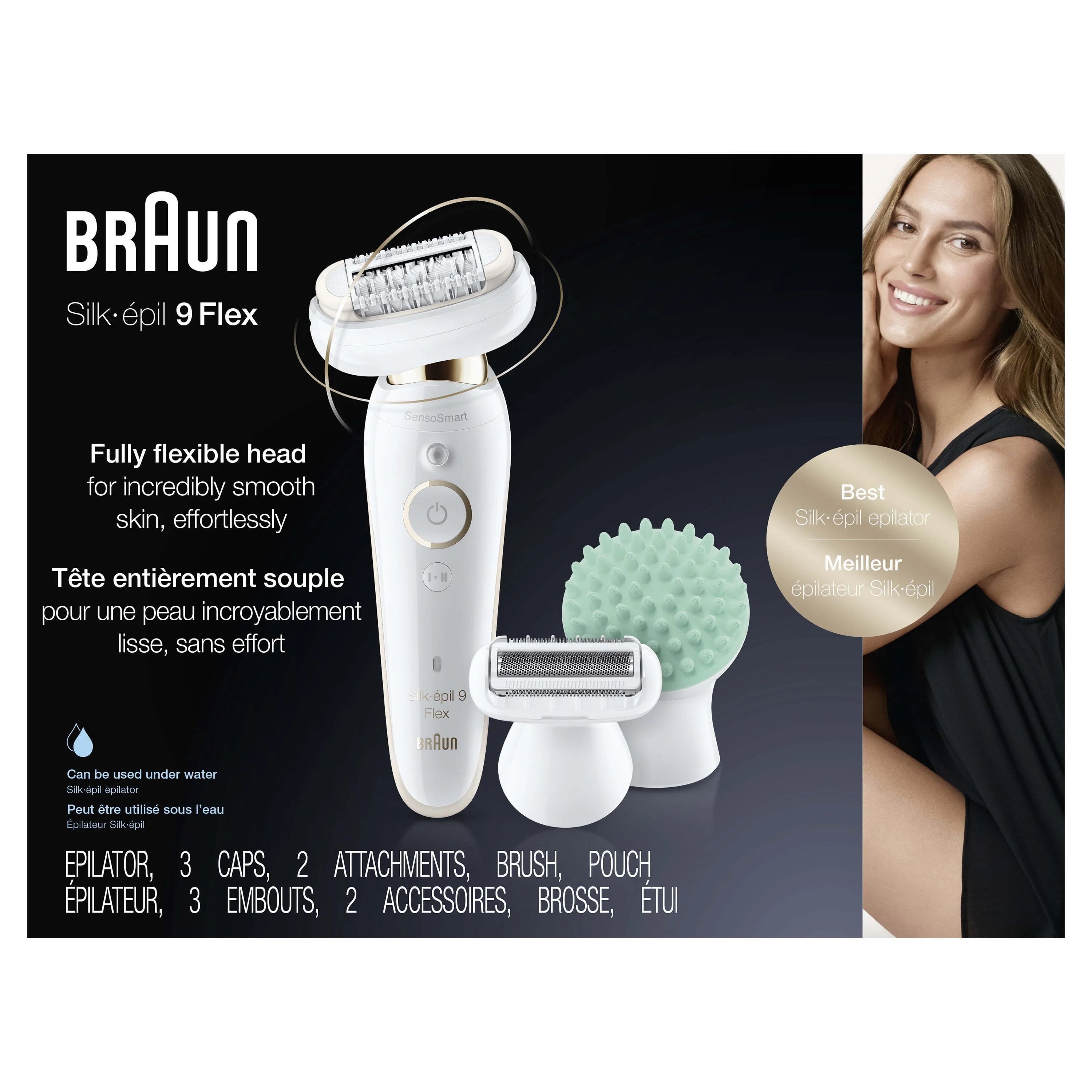 2026 2025 Braun Silk-épil 9 Flex 9-020 - Épilateur pour Femmes, Blanc/Or