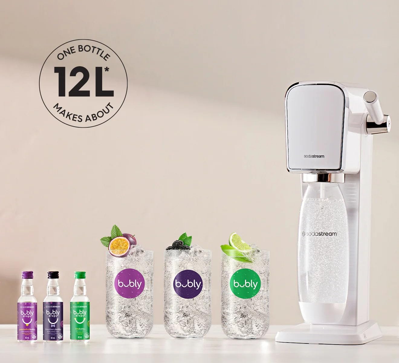 2026 2025 SodaStream Terra Machine à Eau Pétillante Bundle (Noir), avec CO2, Bouteilles Compatibles Lave-Vaisselle et Arômes Bubly Drops