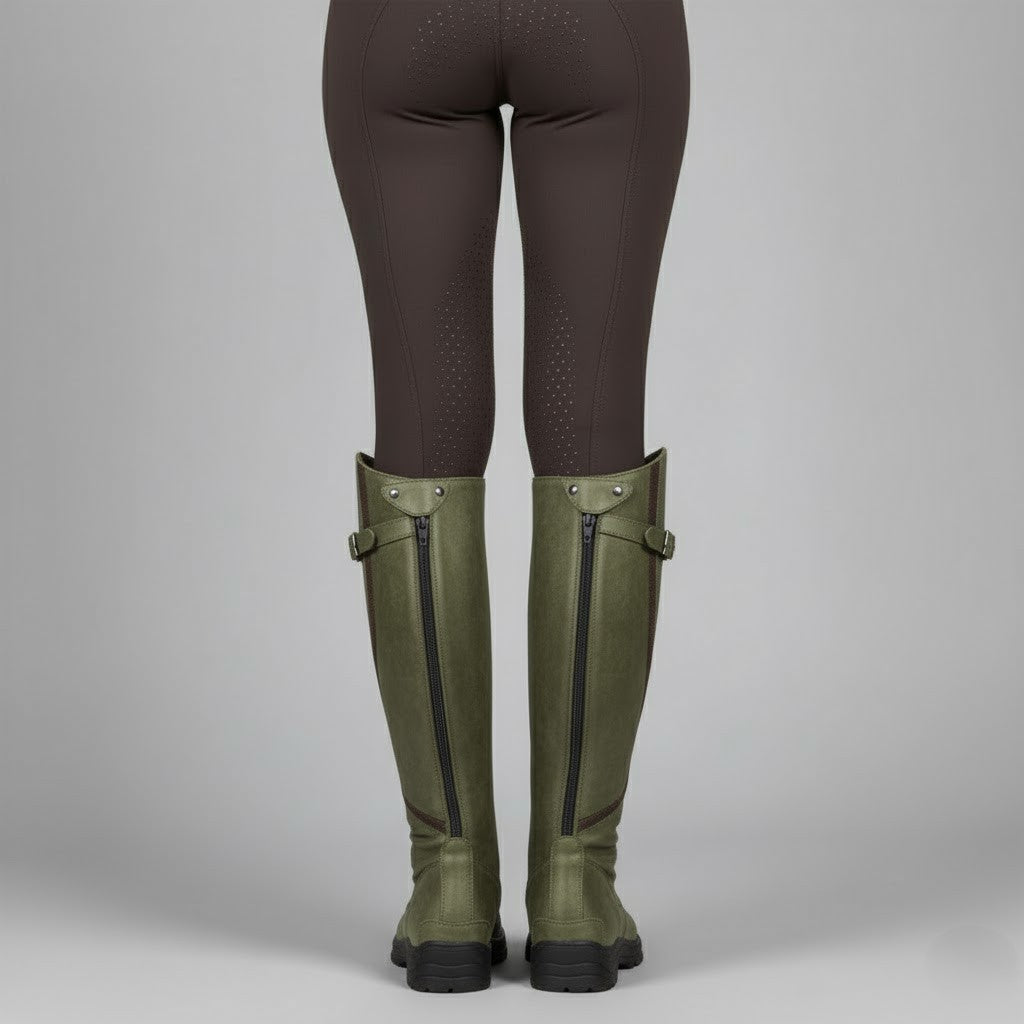 Women's Waterproof Leather Riding Boots - Below Knee Orthopaedic Shoe - LAKD London