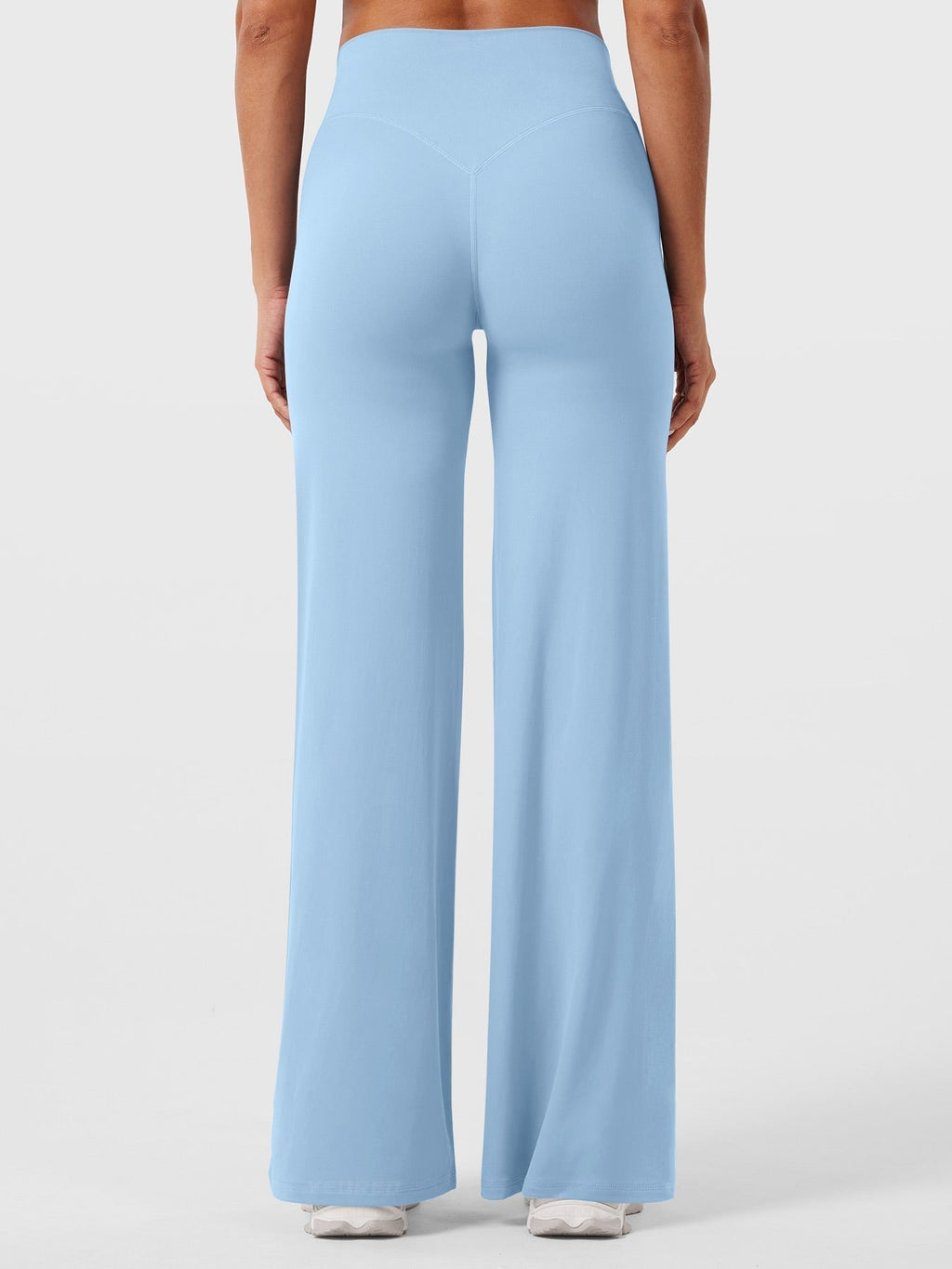 Pantalon uni été taille haute évasé jambes larges pour femme