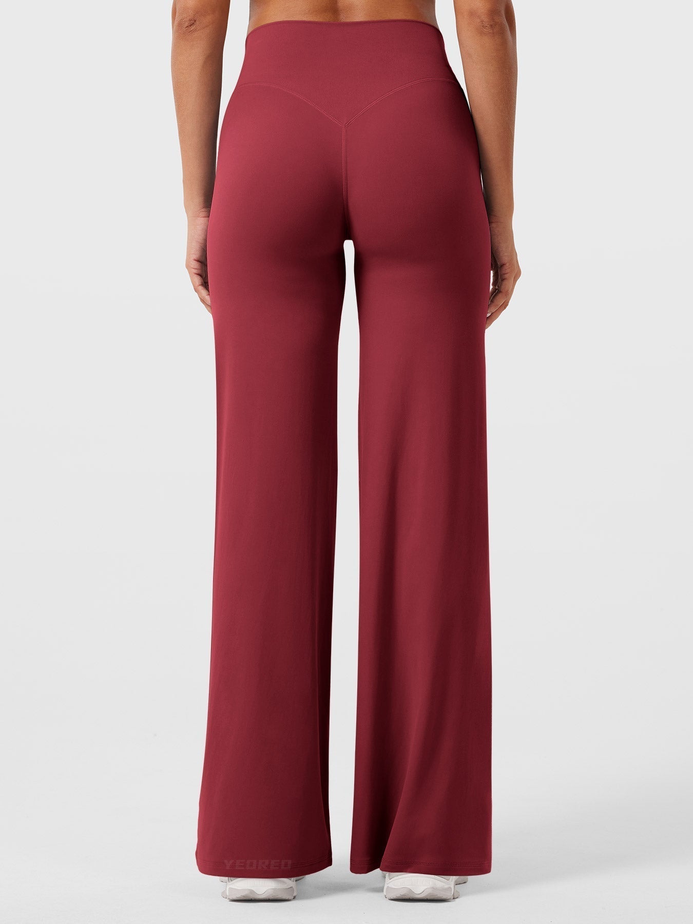 Pantalon uni été taille haute évasé jambes larges pour femme