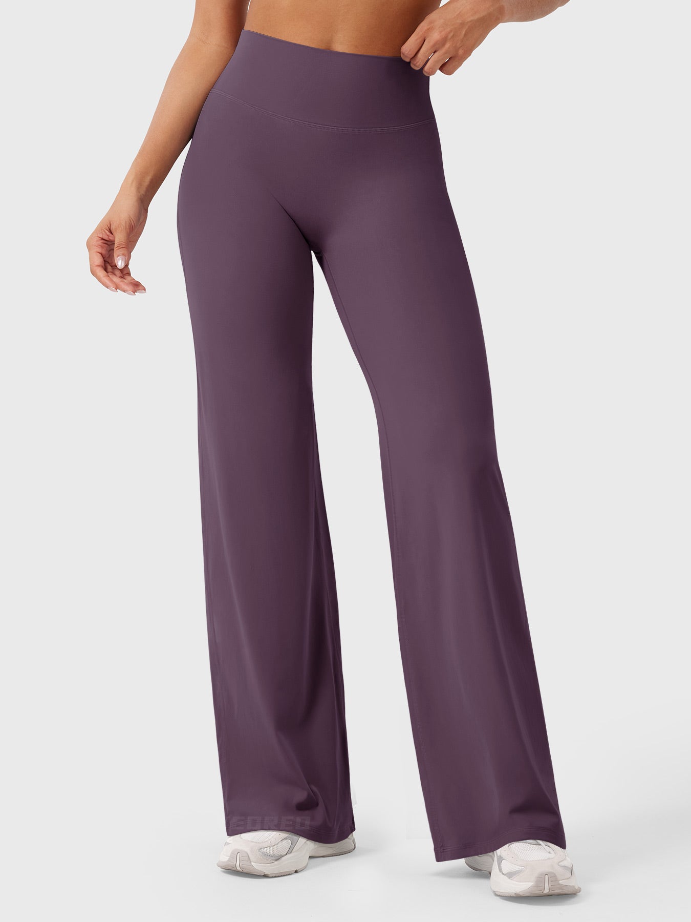 Pantalon uni été taille haute évasé jambes larges pour femme