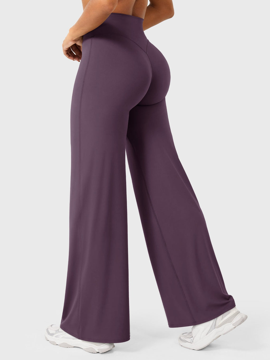 Pantalon uni été taille haute évasé jambes larges pour femme