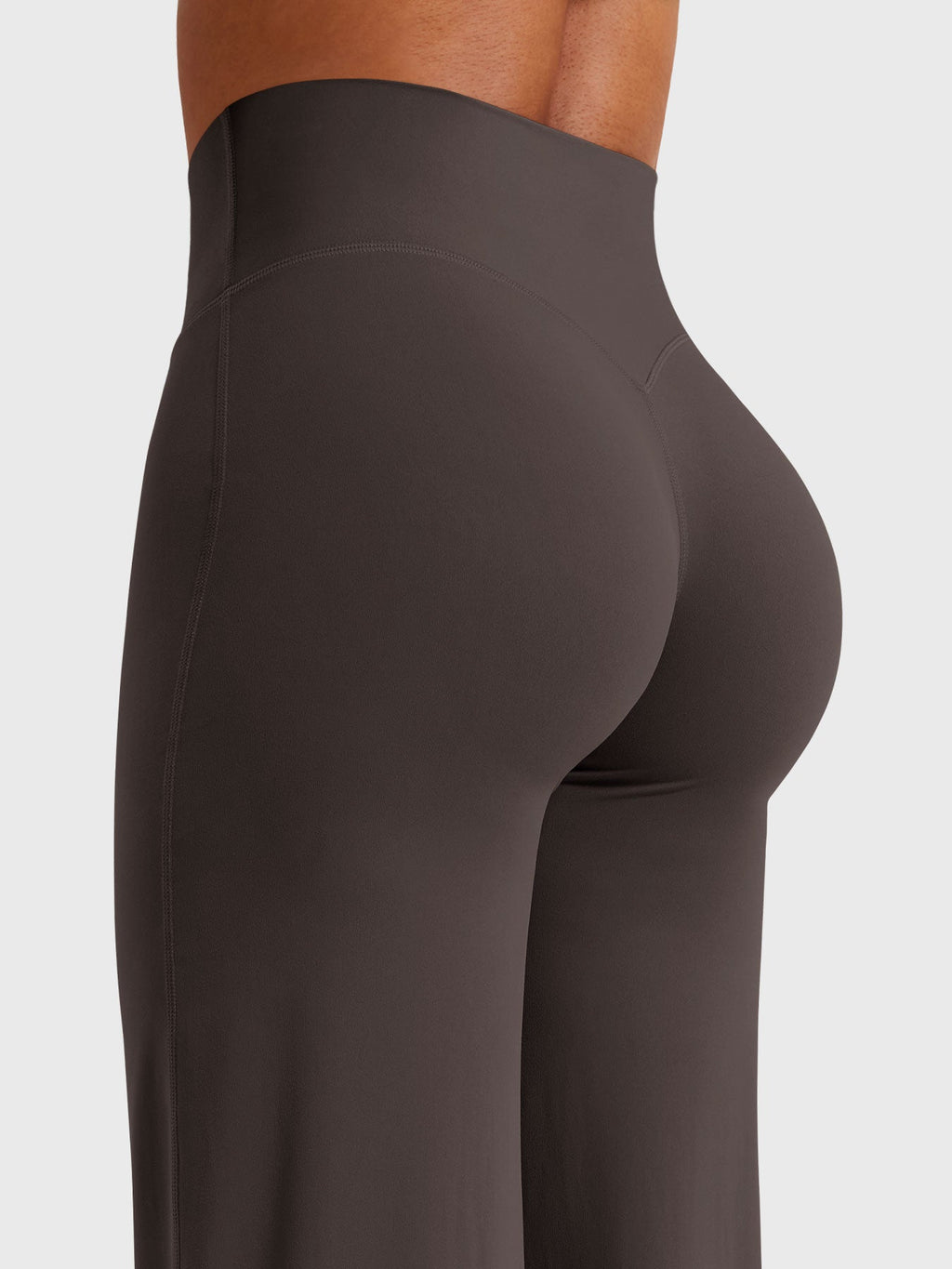 Pantalon uni été taille haute évasé jambes larges pour femme