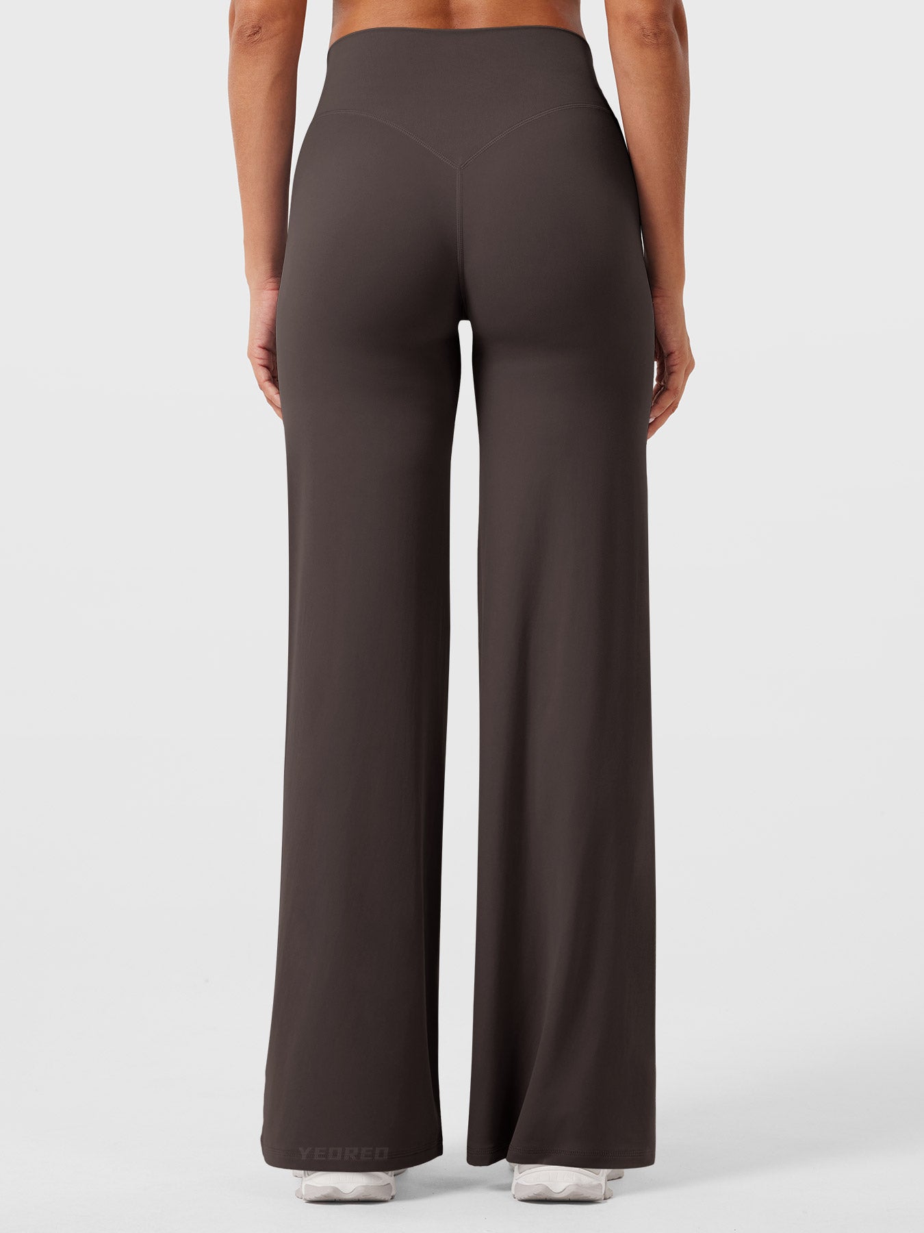 Pantalon uni été taille haute évasé jambes larges pour femme