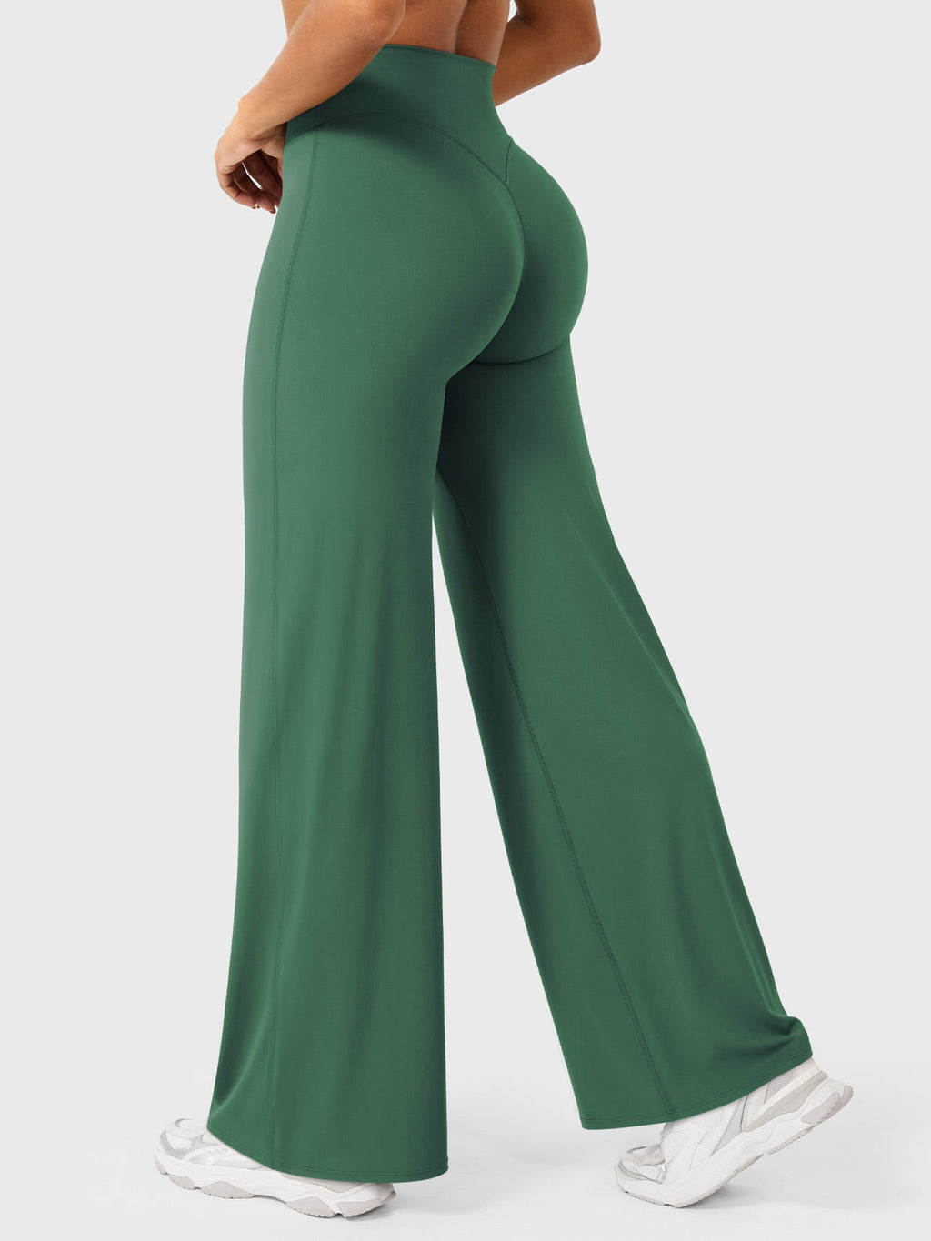 Pantalon uni été taille haute évasé jambes larges pour femme