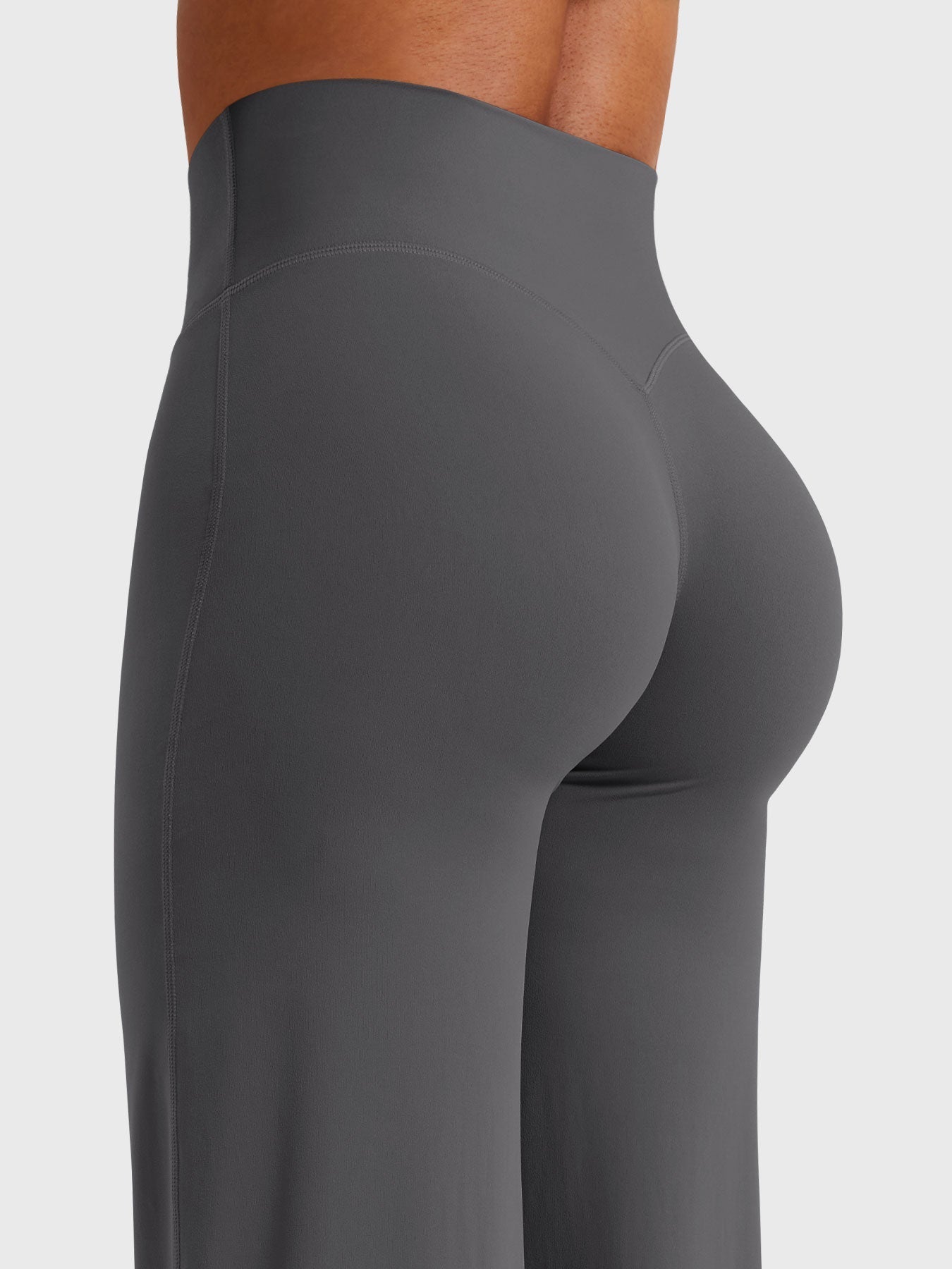 Pantalon uni été taille haute évasé jambes larges pour femme