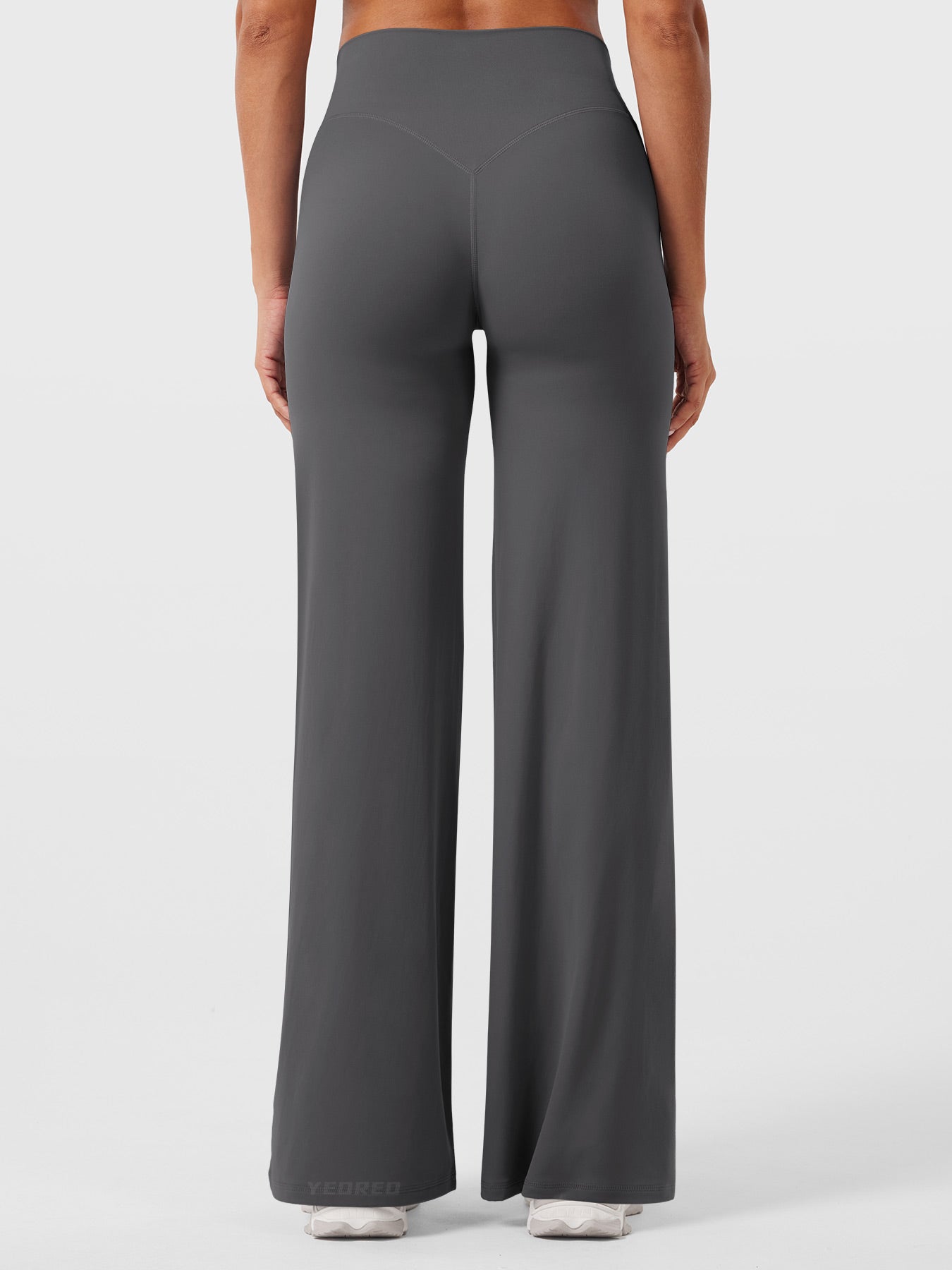 Pantalon uni été taille haute évasé jambes larges pour femme