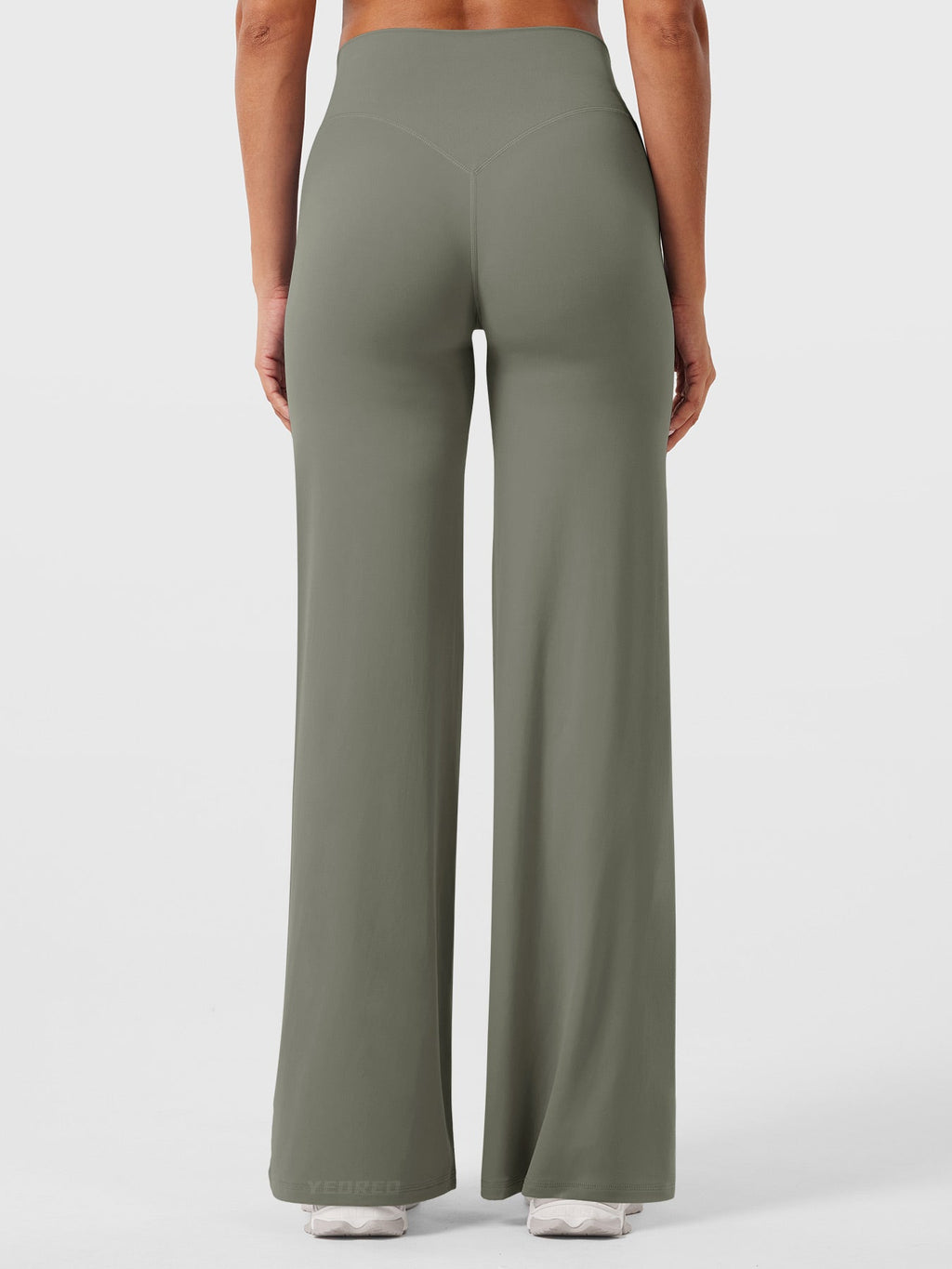 Pantalon uni été taille haute évasé jambes larges pour femme
