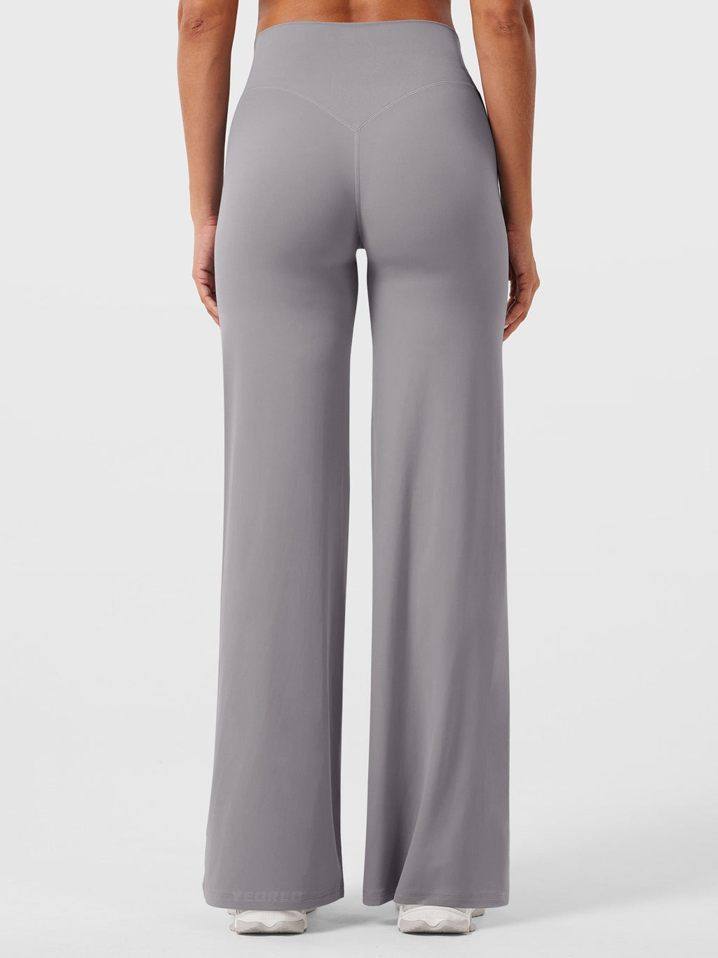 Pantalon uni été taille haute évasé jambes larges pour femme