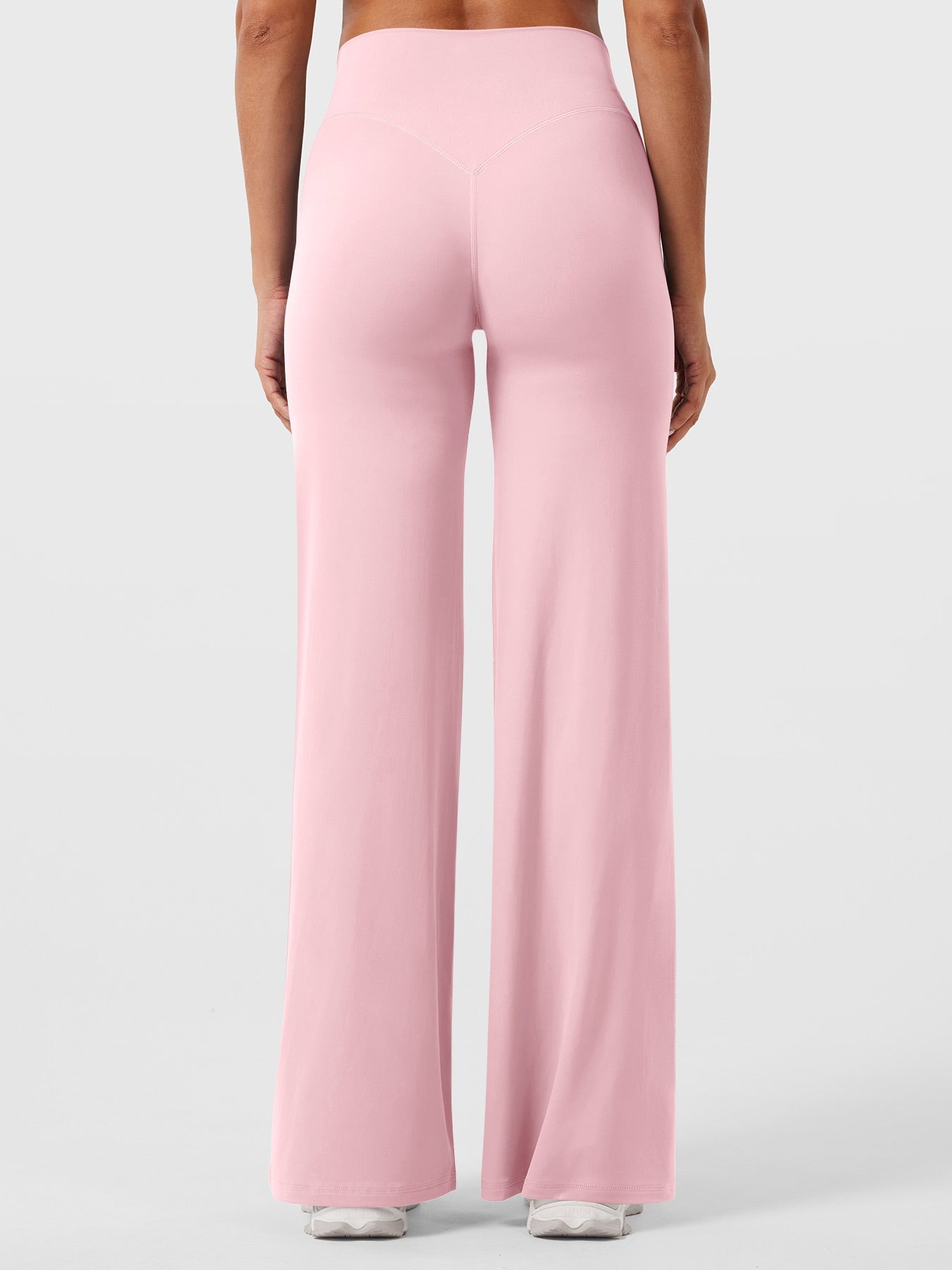 Pantalon uni été taille haute évasé jambes larges pour femme